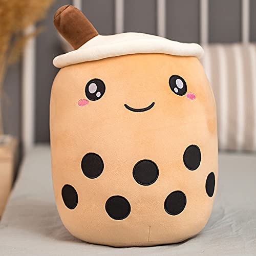 Kawaii Boba Plushie Pillow, Stuffed Boba Milk Tea Plush Pillow, Funny Hugging Pillow Toy Boba Bubble Plush Cushion Birthday for Kids Adults (9.36in,Dark Coffee 1)