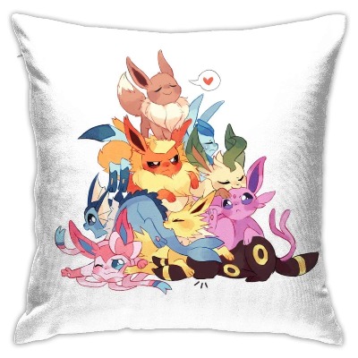 Gocerktr Eeveelutions Square Pillow Covers Decorative Cushion Pillowcase for Sofa Home Bedroom Bed 18 X 18 Inch