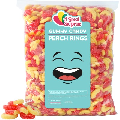 Peach Rings - 4.5 Pounds - Gummy Rings Candy - Gummy Rings Bulk - Orange Candy -BULK Candy