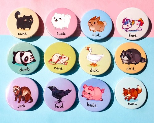 Funny Rude Animal Buttons  1.5 Inch 38mm  Cute Sweary | Etsy Canada