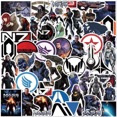50PCS Mass N7 Effect Stickers,Games Stickers for Water Bottle Laptop Scrapbooking Luggage