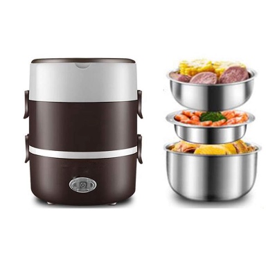 Weehomy Electric Heating Lunch Box, 110V 200W 3 Layers 2L Portable Electric Heating Bento Lunch Box Food Storage Warmer Container Rice Cooker for Home Office Use