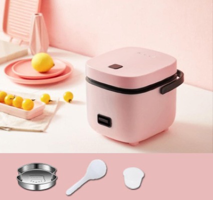 Mini Rice Cooker Multi-Function Single Electric Rice Cooker Non-Stick Household Small Cooking Machine Make Porridge Soup 1.2L EU Pink