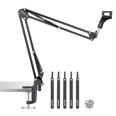 Neewer Microphone Arm Stand, Mic Arm Microphone Suspension Boom Scissor Arm Stand with 3/8” to 5/8” Screw and Cable Ties Compatible with Blue Yeti, Snowball, Yeti X and Other Mics, Max Load 1.5kg