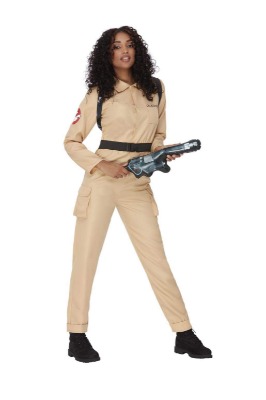 Smiffys 52568L officieel gelicentieerde Ghostbusters dameskostuum, vrouwen, beige, groot (UK maat 16-18)