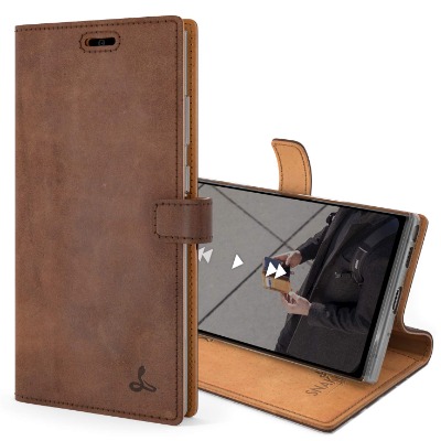 Snakehive Vintage Wallet for Samsung Galaxy Note 20 || Real Leather Wallet Phone Case || Genuine Leather with Viewing Stand  3 Card Holder || Flip Folio Cover with Card Slot (Brown)