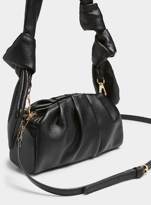 Pleated half-moon clutch