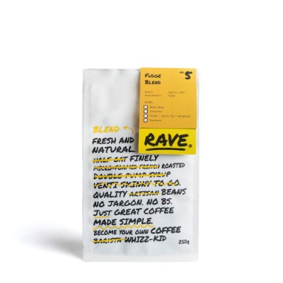 Rave Coffee - Fudge Blend - Freshly Roasted Whole Beans 250g