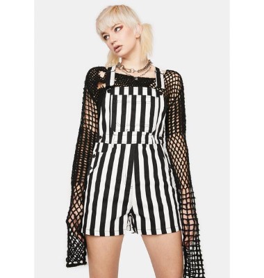 Striped overall shorts