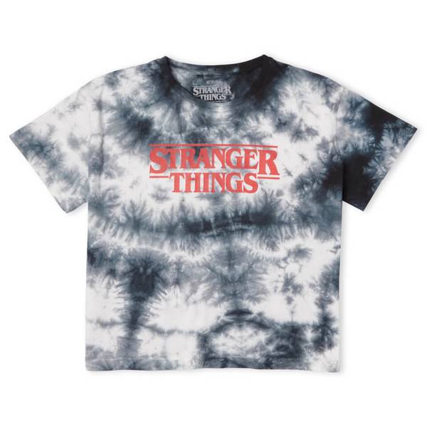 Stranger Things Logo Women's Cropped T-Shirt - Black Tie Dye