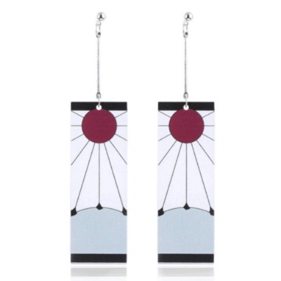 Demon Slayer Tanjiro Earrings Tanjirou Anime Cosplay Earrings Dangle Earrings Halloween Accessories