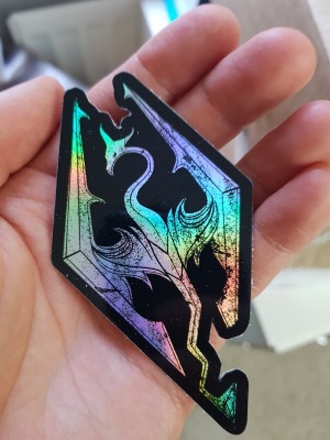 Elder Scrolls Skyrim Dragon Sticker Holographic Vinyl | Etsy