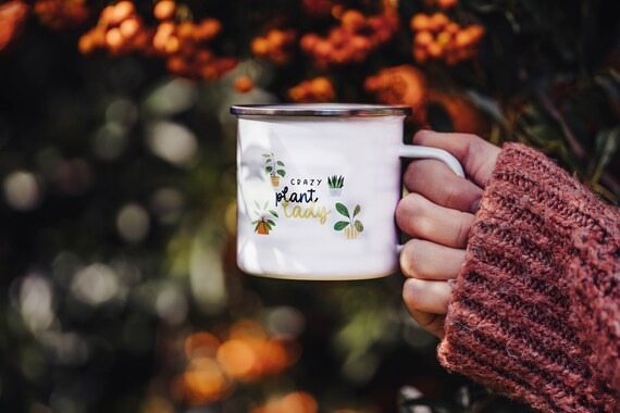 Crazy Plant Lady Enamel Mug  300ml Coffee Lover Gift - Etsy
