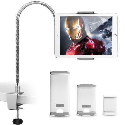 AboveTEK iPhone Gooseneck Holder, Heavy Duty Aluminum Tablet Stand iPad Holder for Bed Kitchen Office, Flexible Long Arm Mount Stand Fits 3.5"-11" iPhone X 11 Pro XS Max iPad Android Tablet