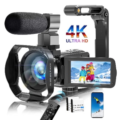 Video Camera Camcorder 4K Digital YouTube Vlogging Camera, 60FPS 48MP 18X Digital Zoom Camcorder 3 in Touch Screen Camcorder with Microphone Handhold Stabilizer.
