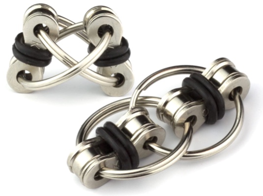 Tom's Fidgets Flippy Chain Fidget Toy Perfect for ADHD, Anxiety, and Autism - Bike Chain Fidget Stress Reducer for Adults and Kids (Black 2PK)