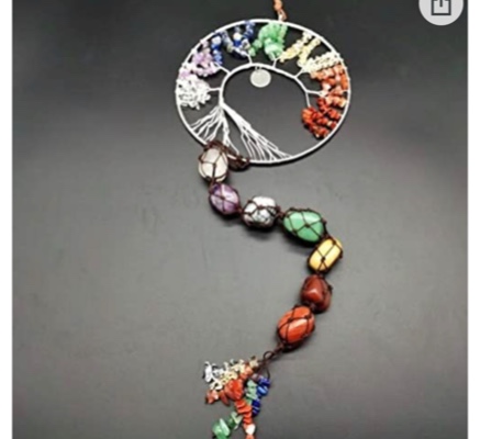 Auch Tree of Life Chakra Stones Healing Crystals Feng Shui Hanging Ornament 7 Chakra Wall Ornament Meditation Hanging Ornament Window Ornament for Christmas Home Decor Party Decor - 