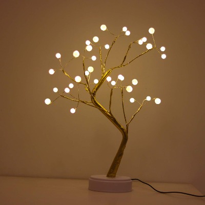 Bonsai Lighted Tree Table Top LED Shimmer Tree Light Battery & USB Powered Touch Switch Lit Pearl Branch Lights for Holiday Home Decorative Night Light for Living Room Xmax Gifts(TLGWW-P36)
