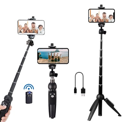 Portable 40 Inch Aluminum Alloy Selfie Stick Phone Tripod with Wireless Remote Shutter Compatible with iPhone 13 12 11 pro Xs Max Xr X 8 7 6 Plus, Android Samsung Smartphone