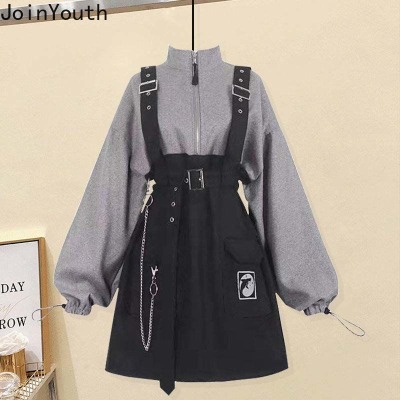 9.52US $ 41% OFF|2022 Vestidos De Mujer Fashion Woman Dress Detachable Strap Belt Chain Loose Casual Sweatshirt Dresses Set Korean Robe Femme - Dresses - AliExpress