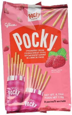 Strawberry Cream Pocky 3.81oz Family Pack of 9 individual pack (contains 5 Bags)