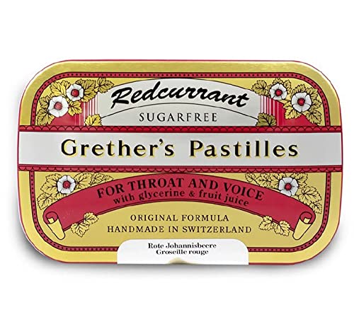 Grether's Sugarfree Redcurrant Pastilles Natural Remedy for Dry Mouth Relief - Soothing Throat  Healthy Voice - Long-Lasting Fruit Flavor, Breath Refresh with Vitamin C - 1-Pack - 3.75 oz.