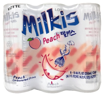 LOTTE Milkis Soda Beverage, Peach, Pack of 6