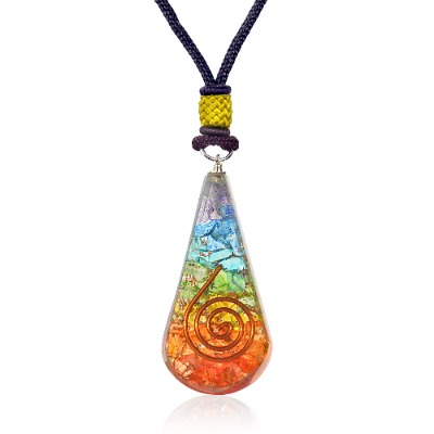 Orgonite Healing Crystals and Stones Chakra Orgone Healing Necklace – Crystal Stones Orgone Pendant With Adjustable Cord