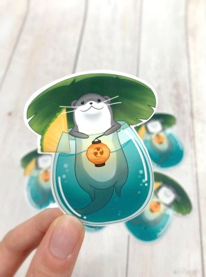 FFXIV  Odder Otter Tropical Vacation Drink Sticker | Etsy