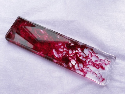 Red Smoke Clear Wrist Rest, Scarlet Blooming Wrist Rest, Bloody Romantic Fantasy, Artisan Resin wrist Rest, Mechanical Keyboard Accessories.