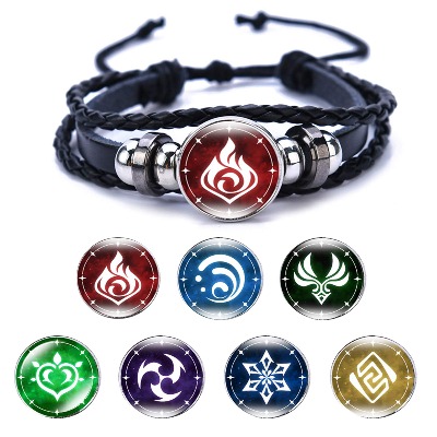 Genshin Impact Unisex Bracelet Animation Peripheral Godsend Fortunate Wristband with 7 Elements Replacement for Student Adult Game Fan Cosplay Bracelet Gift