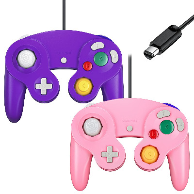 Gamecube Controller, Cipon Classic Controller Gamepad Compatible with Nintendo Wii GameCube (Pink  Purple)