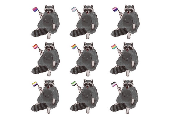 LGBTQ Fat Raccoon Sticker / Rainbow Pride Art / Lesbian Gay | Etsy UK