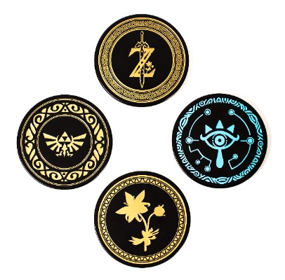 The Legend of Zelda Metal Coasters Tinplate | Set of 4 | Unique Retro Gaming Gift | Ideal for Dining Table | Premium Quality Cup , Glass , Drinks Coasters
