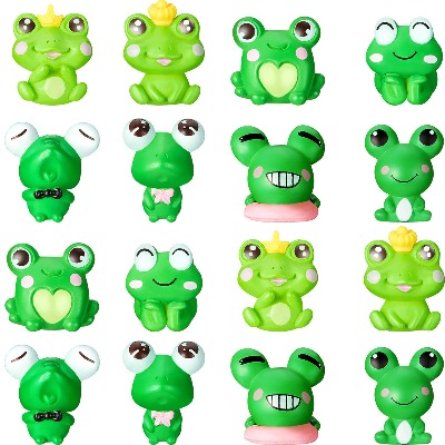 Cute Frog Miniature Figurines Mini Garden Frog Ornaments Animals Model Fairy Garden Miniature Moss Landscape DIY Craft for Home Party Decoration Supplies (16 Pieces)