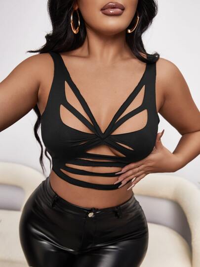 SHEIN SXY Cut Out Twist Backless Tank Top