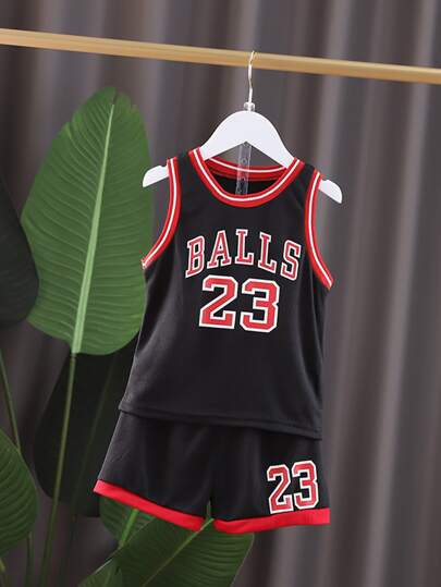 Toddler Boys Letter Graphic Tank Top & Track Shorts