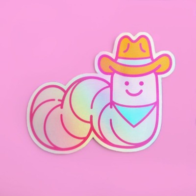 Cowboy Worm Sticker