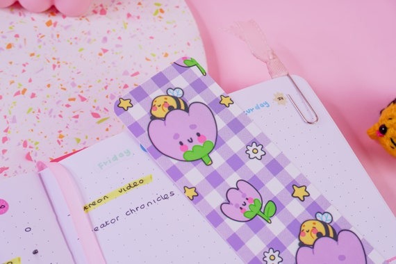 Bumblebutt the Bee Bookmark  Purple Gingham  Velvet Soft | Etsy UK