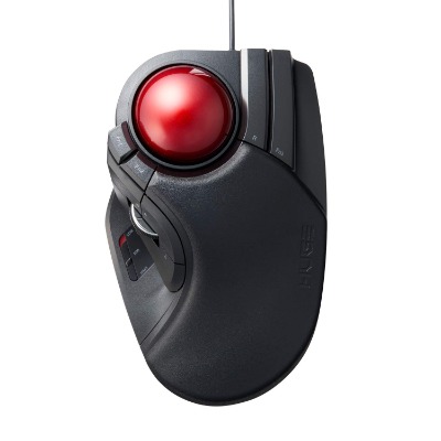 ELECOM Wired Finger-operated Large size Trackball Mouse 8-Button Function with Smooth Tracking, Precision Optical Gaming Sensor Palm Rest Attached(M-HT1URBK)