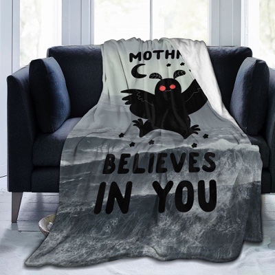 Xinchenengxue Mothman Believes in You Ultra-Soft Micro Fleece Blanket Throw Super Soft Hypoallergenic Plush Living Room for MansWomens, Black, 50x40