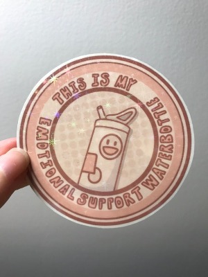 Emotional Support Water Bottle Sticker | Etsy
