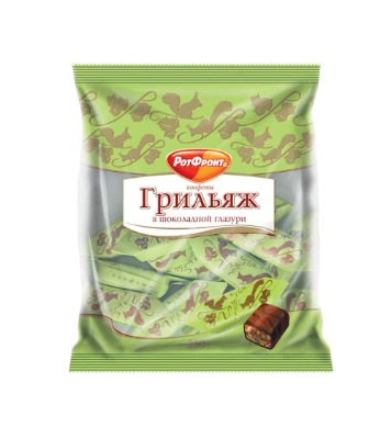 Chocolate Glazed Candy Gryliazh Gourmet Bars with Roasted Hazelnuts and Peanuts 7.05oz/200g Imported Russian Sweets Grylyazh Rot Front Grilyazh