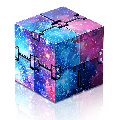 SKYLETY Infinity Cube Toy Fidget Blocks, Magic Infinity Cube Desk Toy Mini Sensory Toys Stress Relief Tool Game Supplies for ADHD Austism Teens and Adults (Rainbow Galaxy Space)