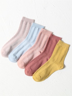 5pairs Plain Crew Socks