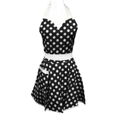 Wrapables Adjustable Flirty Hostess Apron, Black Polka Dots