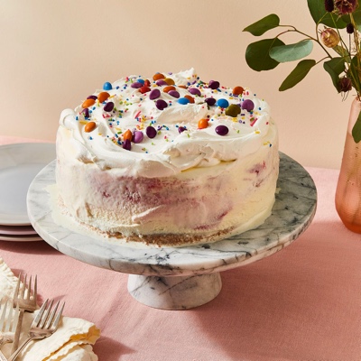 Food52 Marble Cake Stand, 12 Inches, White & Grey