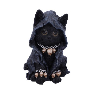 Nemesis Now Feline gehuld Grim Reaper kat beeldje, polyresin, zwart, 16cm