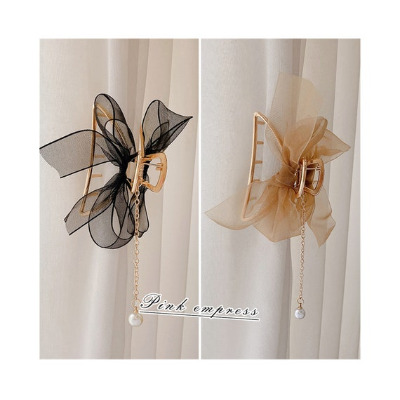 Mesh Bow Hair Claw Pearl Tassel Hair Claws Ponytail Hair | Etsy UK