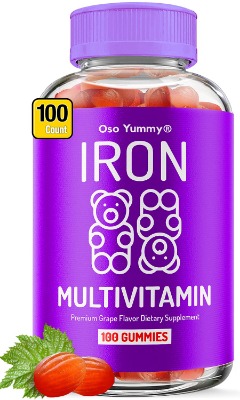 (100 CT) Iron Gummies for Adults  Kids Multivitamin with Iron Vitamin C A B Biotin Zinc Chewable Iron Supplements for Women  Men Vegan Gummy Iron Vitamins, Anemia Energy  Immune Support